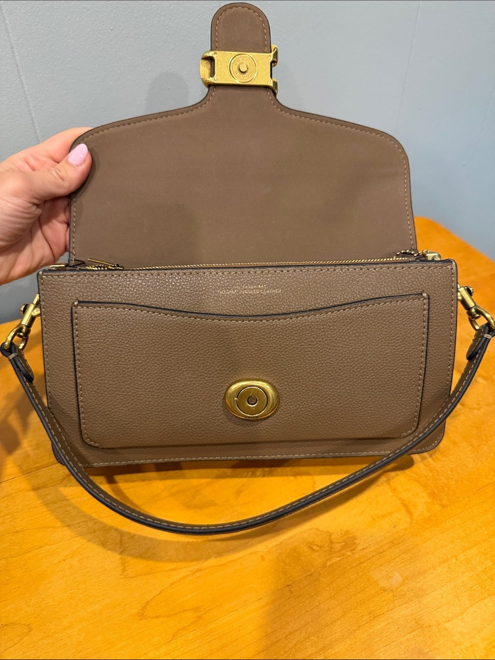 COACH Tabby Shoulder Bag 26 Polished Pebble Leather Dark Stone - Picture 4 of 11